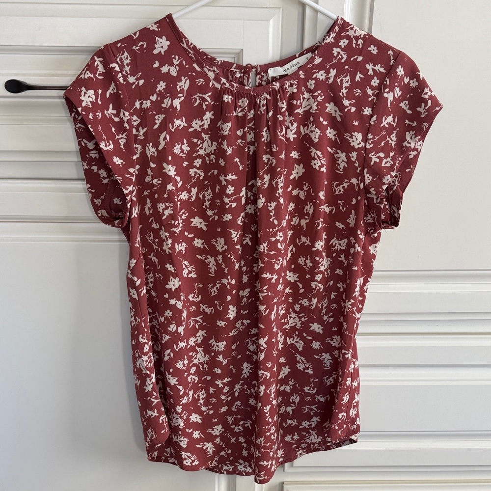 Floral Print Women's Top - Terra Cotta/Cream